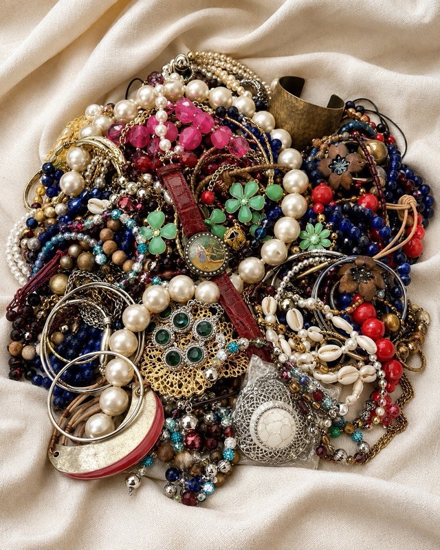 7 LB 2 OZ Mixed Jewelry Lot Vintage Costume Wear Repair Craft Reseller Watch