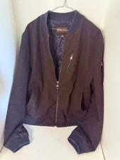 Michael Kors Black Wool Lg Men’s Coat Bomber Style Quilted Lining Front Zipper