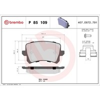 Bremsbelagsatz Brembo P 85 109X, Xtra, Hinten