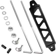 Black Billet Aluminum Battery Hold Down Bracket with 18-8 304 Stainless Steel 1