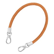 50cm Short Leather PU Braided Purse Replacement Handle - Yellow Brown, Silver