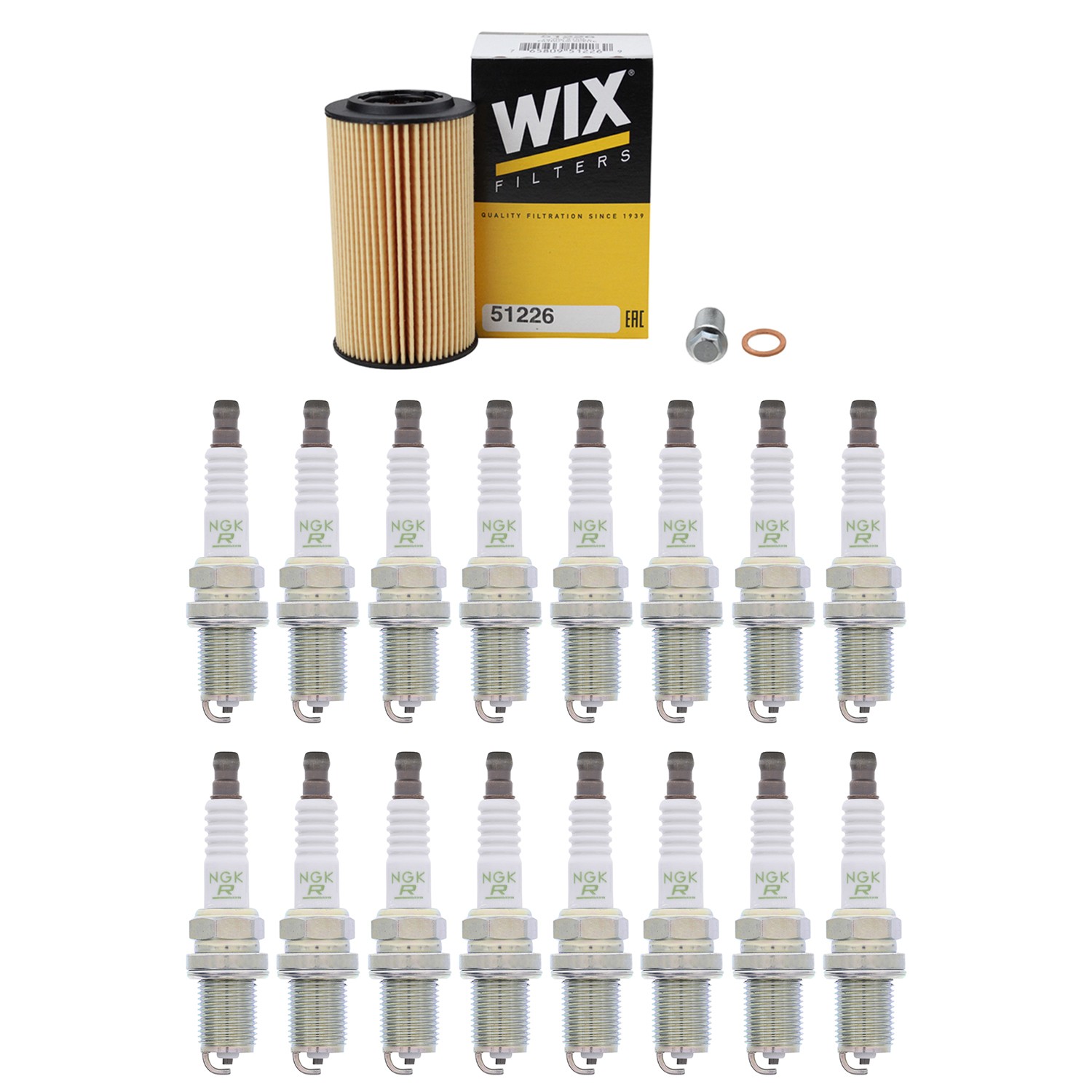 Wix Engine Oil Filter  NGK 16 V-Power Spark Plugs kit for W211 E500 V8 M113
