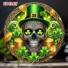 Tin Metal Signs Home D cor St, Patrick'S Day Skull  Clover Aluminum Wall Art Vi