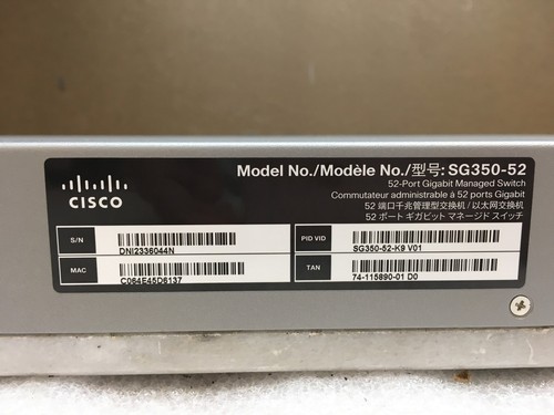Cisco 52 Ports Rack Mountable Ethernet SFP Switch SG350-52-K9 With Rack Ears - Afbeelding 8 van 10