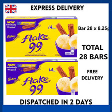 Cadbury Flake 99 Chocolate Bars 14 Bars - Pack of 2 (28 Bars 8.25g Each)