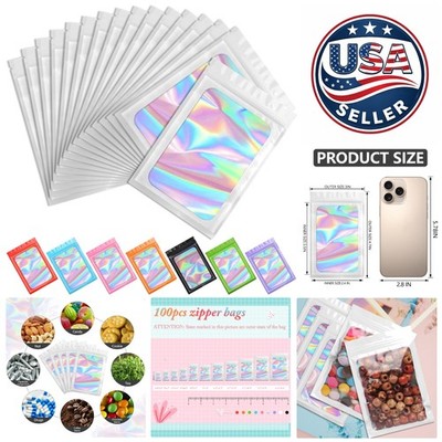 Durable 100 Count Holographic Smell Proof Mylar Bags - Perfect for Packaging