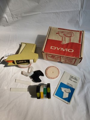 Vtg Green Dymo Label-it 1700 with Box & Extras - Tape Instructions Name Tag Pins