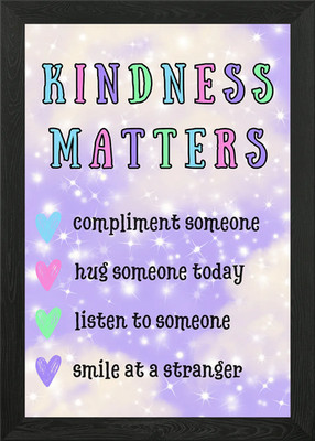Kindness Matters Inspirational Post Framed Wall Art Poster Canvas Print Picture