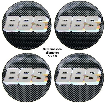 Radnaben Aufkleber Set 4 Stück für BBS Felgen Epoxidharz 55mm carbone silver