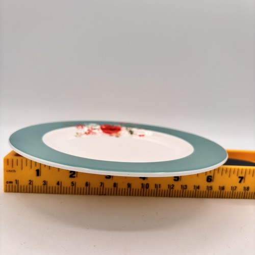 Lenox Simply Fine Bone China Chirp Dessert Bread Pie Plates Teal Floral Set Of 7 - Picture 7 of 7