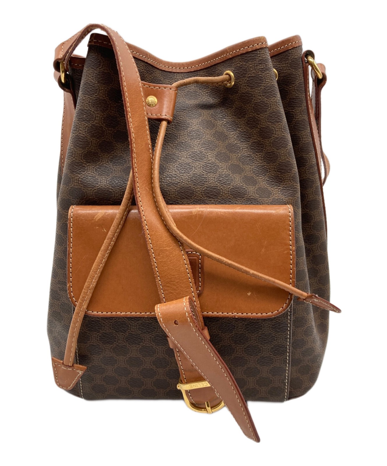 CELINE Macadam Pattern Drawstring Shoulder bag Br… - image 1