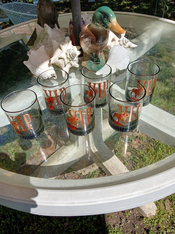 Set of 6 1960's /70's  Mack Truck VIP Bulldog Smoke.   Glasses Lowball Cocktail