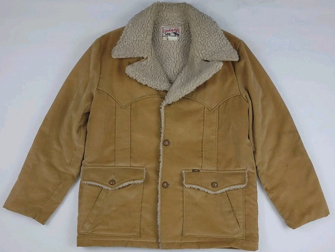 Vintage 70s Lee Storm Rider Sherpa Lined Tan Ranch Jacket Western Outdoor READ*
