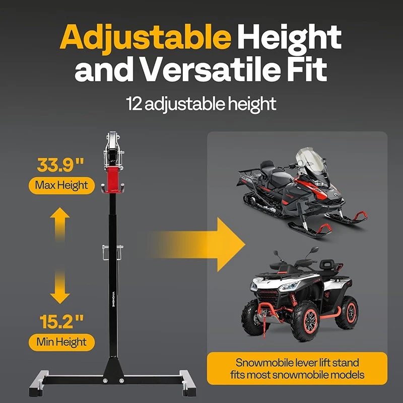 Snowmobile Lever Lift Stand, Adjustable Height 15.2" to 33.9", 600 Lbs Capacity - Image 4 of 4