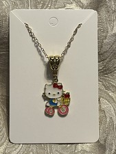 Hello Kitty Whimsical Bike Fun Charm Cartoon Adorable Fashion Gold Necklace 18  
