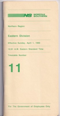 Norfolk Southern Northern Region Eastern Division TimeTable No 11