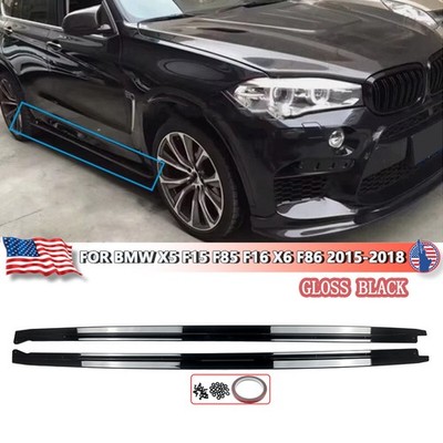 Gloss Black Side Skirt Extension Lip For BMW X5 F15 F85 X6M F86 F16 2015-2018 MP