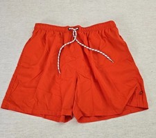 Swim Shorts Trunks Mens Medium Orange Mesh Lined Lightweight Drawstring Pull On