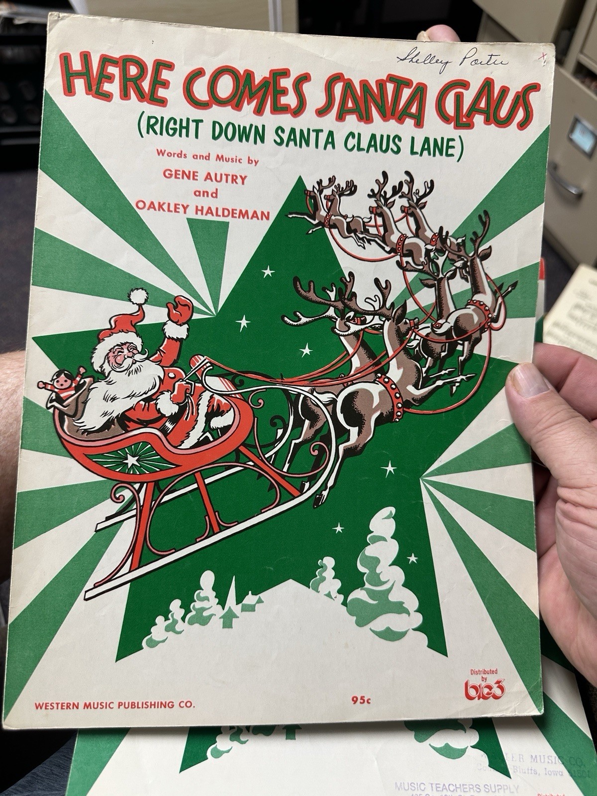 1970 Edition Gene Autry  HERE COMES SANTA CLAUS Christmas sheet music