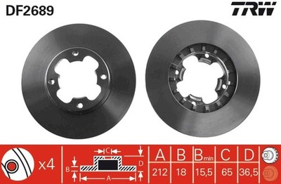 2x TRW Bremsscheibe DF2689 für JUSTY KAD E10 E12 LIBERO 1 Bus 4WD KJ6 KJ8 1000