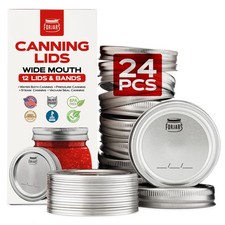 Wide Mouth Canning Lids and Rings – 24 Pcs / 12 Sets - Airtight Seals on Mason J
