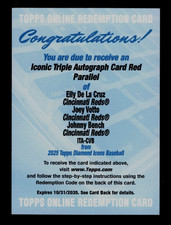 Elly De La Cruz Votto Bench 2025 Topps Diamond Icons Triple Red Auto SP /10 Reds