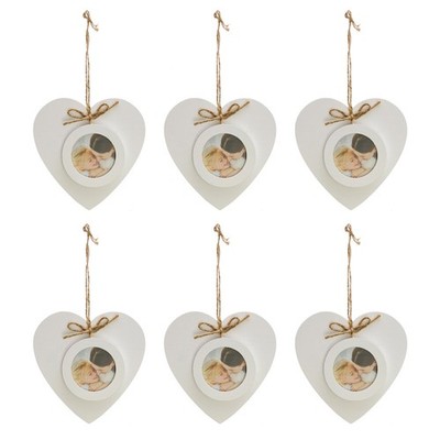 6tlg. Hängebilderrahmen LOVELY weiß Holz in Herzform Gastgeschenk - WEISS/WEISS