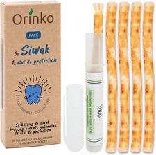 Pack of 5 Miswak Sticks for Teeth with Holder 1 Count Pack 5 , Natural