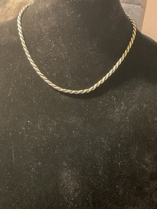 Authentic Trifari Gold Plated Black Rope Chain Necklace 8.5”
