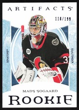 2022-23 Upper Deck Artifacts Royal Blue Rookie #177 Mads Sogaard /199 Senators