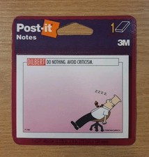 1996 DILBERT POST-IT NOTES "DO NOTHING. AVOID CRITICISM." FUNNY 3M