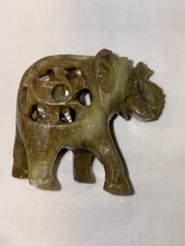 Vintage Hand Carved Soapstone Elephant with Baby Inside