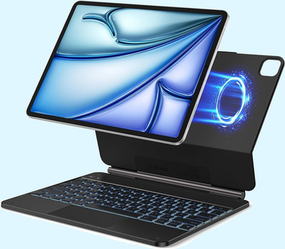 TECURS KC007 QWERTZ Tastatur Hülle, Schwarz für iPad Pro 12,9 Zoll 6/5/4/3 Gen.