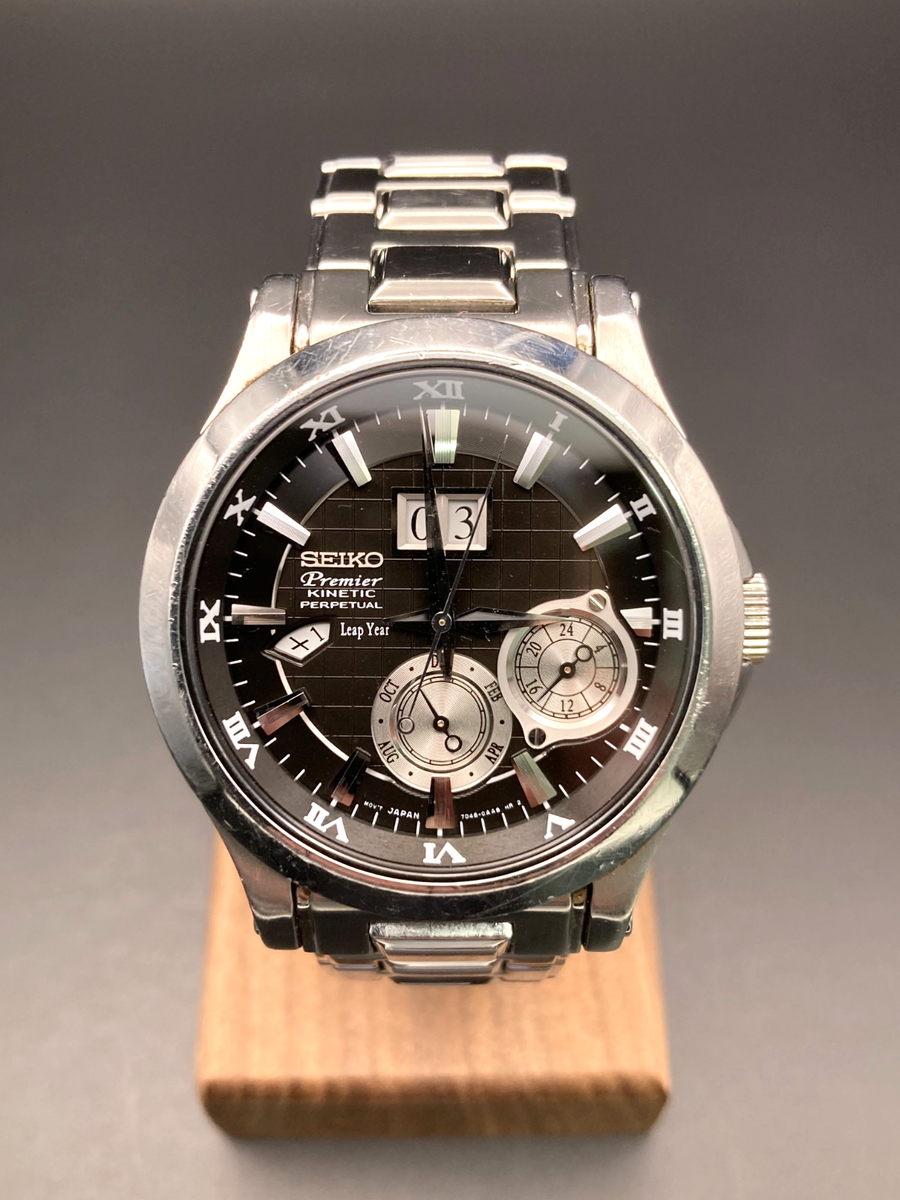 Exc+5] SEIKO Premier Kinetic Perpetual Calendar 7D48-0AA0 Mens