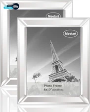 Silver Mirror Photo Frame 8X10 Inch 2 Piece per Set for Wall Hang or Tabletop