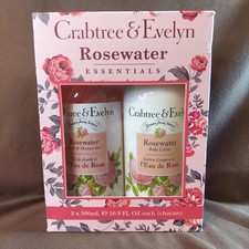 Crabtree Evelyn Rosewater Bath Shower Gel Body Lotion 16.9 fl oz Set