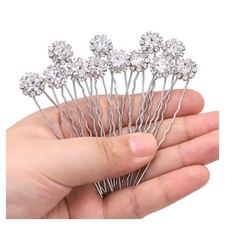 Silver Crystal Bridal Hair Pins Set of 12 Rhinestone Wedding Accessories