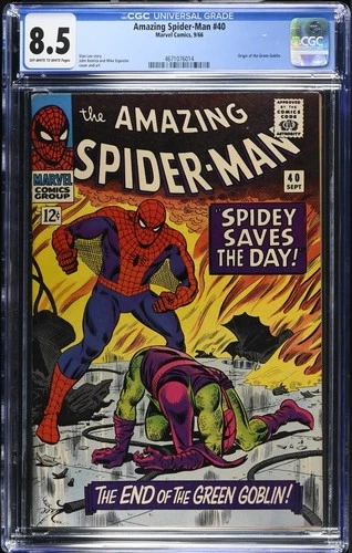 Amazing Spider-Man #40 CGC 8.5 OWW VF+ Marvel Comics 1966 Origin Green Goblin v1