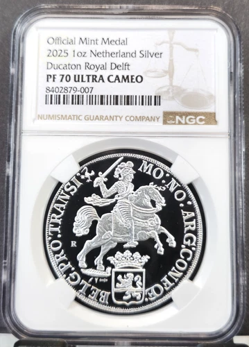 2025 NETHERLANDS SILVER 1 DUCATON ROYAL DELFT NGC PF 70 ULTRA CAMEO 225 MINTED