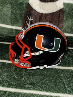 #ad #ad Miami Hurricanes Custom Black Mini Football Helmet W Visor $69.00