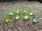 Vintage Anchor Hocking Criss-Cross #621 Green Uranium Glass Tumbler Lot of 8