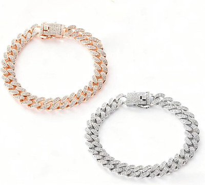 Cat Chain Collar, 2 Pcs Diamond Cuban Link Kitten Walking Collar with Secure Buc