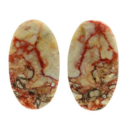 Natural Leopard Skin Jasper Pair 13.8x24.1x3.7 mm Oval Shape Gemstone LS30-07021