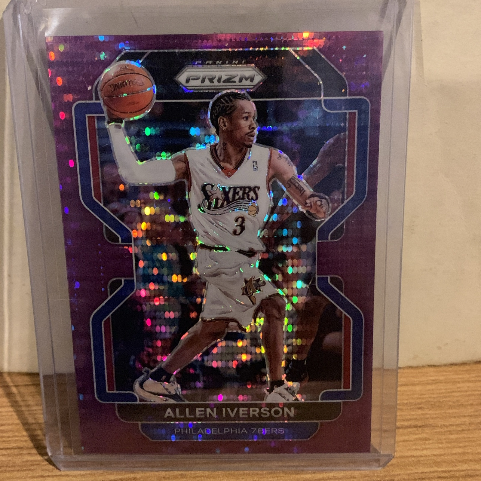 2021-22 Panini Prizm Allen Iverson Purple Pulsar Prizm 32/35 76ers HOF