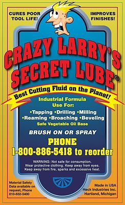 Crazy Larry's Secret Lube cutting threading tapping sawing oil lubricant 4 OUNCE | eBay Crazy Larry's Secret Lube cutting threading tapping sawing oil lubricant 4 OUNCE | eBay