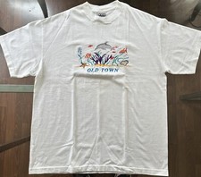 Vintage King Cotton USA Made Embroidered Old Town Dolphin Fish Coral Size XL