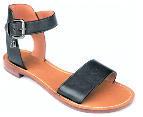 Coach Ankle Strap Leather Flat Sandals Women's Black 7.5 | eBay
