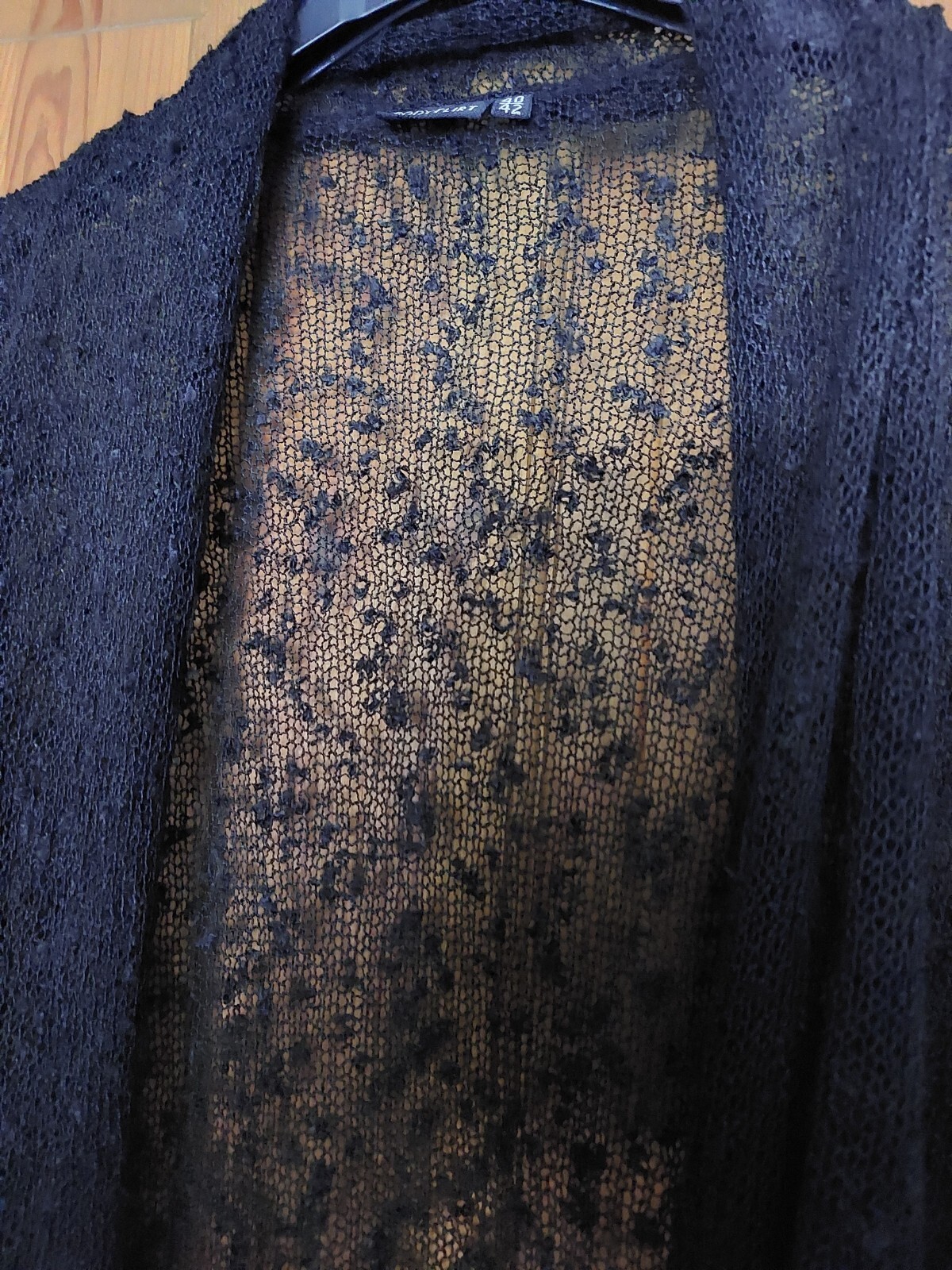 Black soft Bali cobweb type knit hippie boho waterfall long shrug cardigan BNWOT image 6