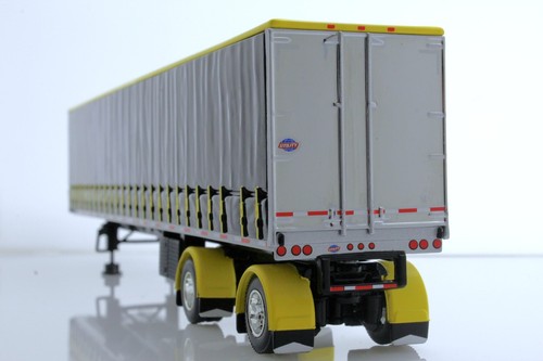 DCP Peterbilt 379 Tarp Side Box Truck Tractor Trailer 1:64 Diecast Model Yellow - Picture 22 of 24
