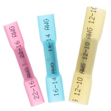 100PCS Heat Shrink Butt Wire Splice Connectors Crimp Terminals AWG22-16 Gauge US